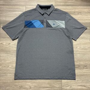 Travis Mathew Grey and Blue Golf Performance Lightweight Polo Size Large